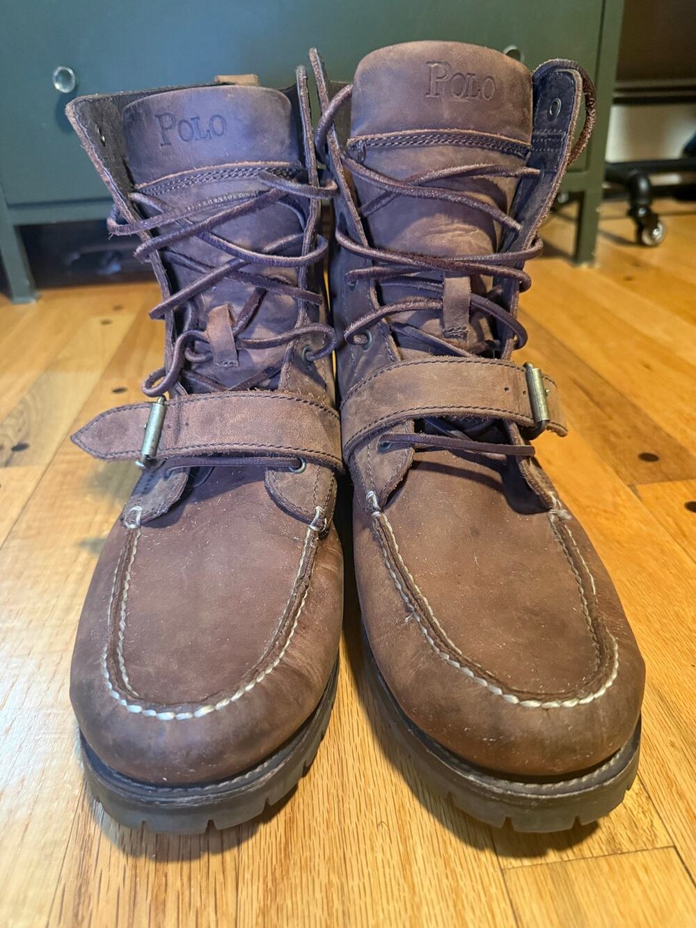 Polo Ralph Lauren Ranger Boots Men 11.5 D Brown Leather Moc Toe Buckle